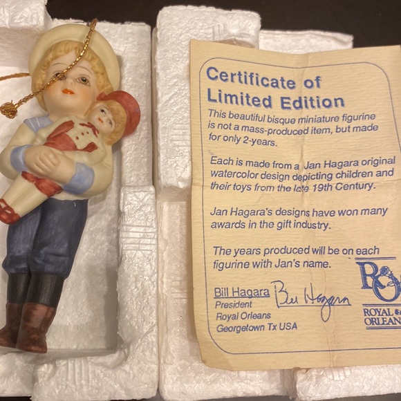 1988 Jan Hagara Vintage Bisque Figurine "Stephen" Hanging Mini Ornament O22330 - Picture 12 of 12